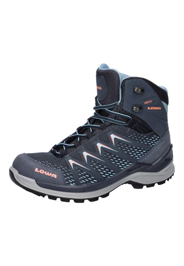 Buty trekkingowe damskie Lowa Innox Pro Mid Gtx. Kolor: niebieski, pomarańczowy, szary, wielokolorowy. Materiał: tkanina, syntetyk, materiał. Szerokość cholewki: normalna