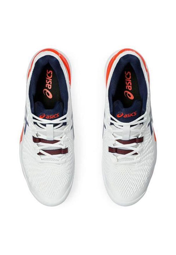 Buty do tenisa męskie Asics Gel-resolution 9 Clay. Kolor: pomarańczowy, niebieski, wielokolorowy, żółty. Materiał: syntetyk, materiał. Szerokość cholewki: normalna. Sport: tenis