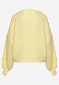 Renee - Żółty Kardigan z Wełną o Kroju Oversize z Wiązanymi Kokardami Elearina. Okazja: na co dzień. Typ kołnierza: kokarda. Kolor: żółty. Materiał: wełna. Styl: casual, street, elegancki #4