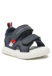 TOMMY HILFIGER - Sandały Tommy Hilfiger Flag Velcro Sandal T1B2-32900-1355 M Blue 800. Kolor: niebieski. Materiał: skóra #1