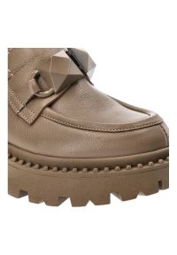 CheBello - Brązowe Półbuty Chebello Modne Skórzane Mokasyny Damskie. Okazja: na co dzień. Kolor: brązowy. Materiał: skóra. Styl: casual, klasyczny, elegancki #8
