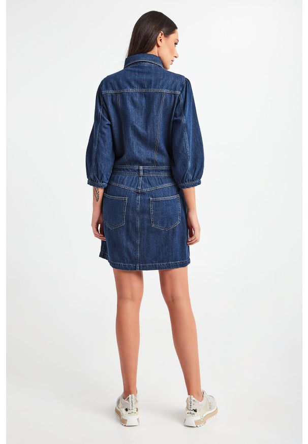SUKIENKA JOOP!. Typ kołnierza: kołnierzyk koszulowy. Materiał: jeans. Typ sukienki: koszulowe. Długość: mini