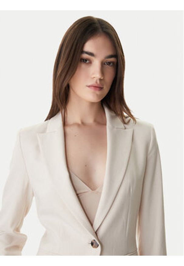 Marella Marynarka Slogan1 2615041211 Écru Slim Fit. Materiał: syntetyk
