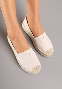 Renee - Beżowe Wsuwane Espadryle na Grubej Podeszwie z Jutowej Plecionki Alarnia. Okazja: na co dzień. Zapięcie: bez zapięcia. Kolor: beżowy. Materiał: len, jeans. Sezon: lato, wiosna. Styl: elegancki, casual