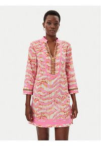 LOLA CASADEMUNT Sukienka letnia LS2516068 Różowy Regular Fit. Kolor: różowy. Materiał: bawełna. Sezon: lato
