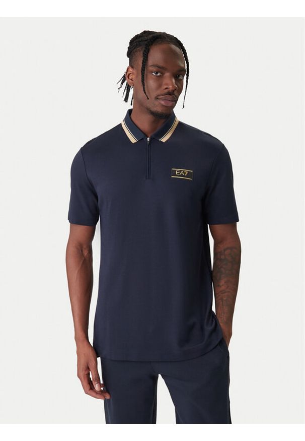 EA7 Emporio Armani Polo 7M001333 AF13739 UB102 Granatowy Regular Fit. Typ kołnierza: polo. Kolor: niebieski. Materiał: wiskoza