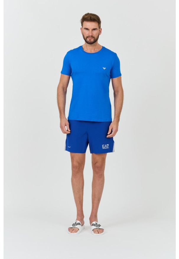 Emporio Armani - EMPORIO ARMANI Niebieski męski t-shirt basique, Rozmiar XL. Kolor: niebieski