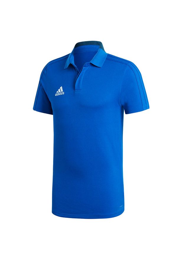 Adidas - Koszulka polo piłkarska męska adidas Condivo 18 Cotton Polo. Typ kołnierza: polo. Kolor: niebieski. Sport: piłka nożna