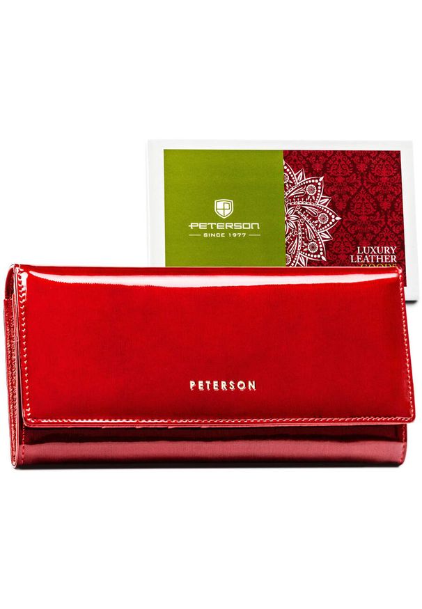 Portfel damski Peterson PTN 72401-SH czerwony. Kolor: czerwony. Materiał: lakier, skóra