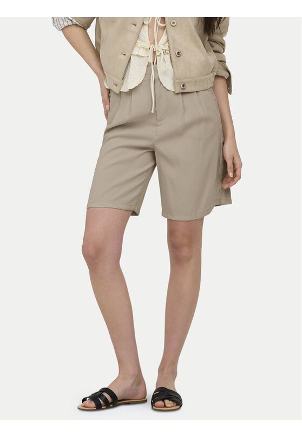 only - ONLY Szorty materiałowe Aris 15364121 Beżowy Regular Fit. Kolor: beżowy. Materiał: wiskoza