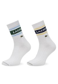 Zestaw 2 par wysokich skarpet unisex Lacoste. Kolor: biały