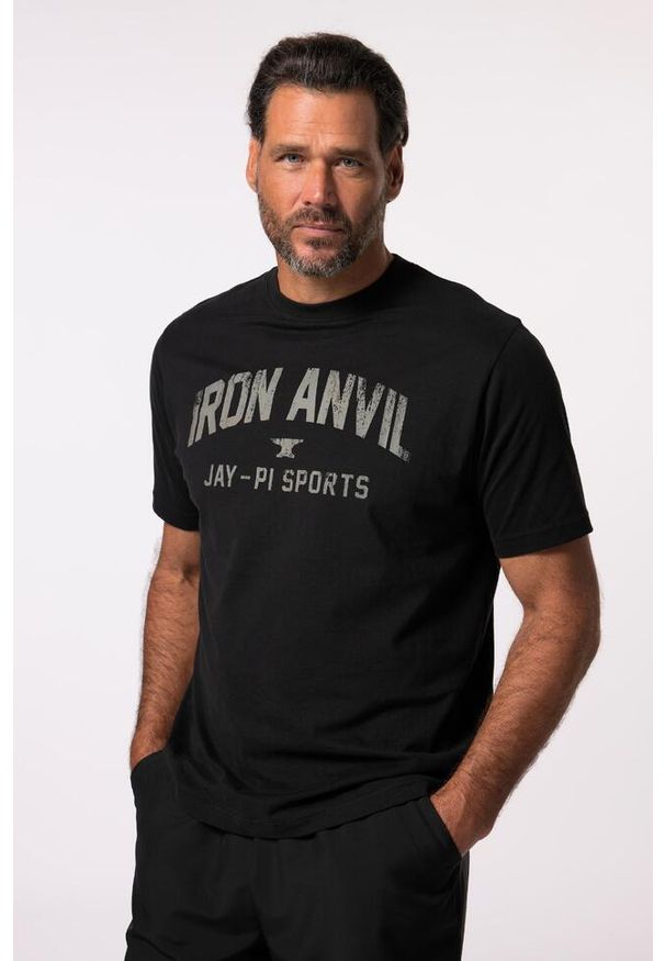 JAY-PI - Męski T-shirt Iron Anvil fitness rękaw 1/2. Kolekcja: plus size. Kolor: czarny. Materiał: materiał, bawełna. Sport: fitness
