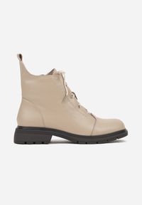 Born2be - Beżowe Botki Trzewiki ze Skóry Naturalnej Lilidessa. Okazja: na co dzień. Kolor: beżowy. Materiał: skóra. Styl: elegancki, casual, klasyczny #4