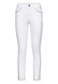 Spodnie 7/8 Skinny ze sznurowaniem bonprix biały. Kolor: biały #1