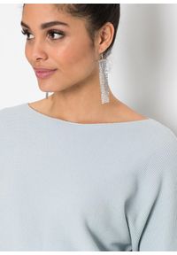 bonprix - "Sweter w prążek ""oversize""". Kolor: niebieski. Wzór: prążki #2