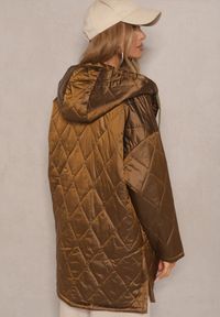 Renee - Brązowa Kurtka Dianoreia. Kolekcja: plus size. Kolor: brązowy. Materiał: materiał. Wzór: aplikacja