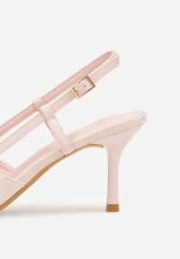 Born2be - Różowe Sandały na Szpilce z Cyrkoniową Klamrą Elinvyra. Okazja: na co dzień. Zapięcie: klamry. Kolor: różowy. Materiał: jeans. Obcas: na szpilce. Styl: casual #6