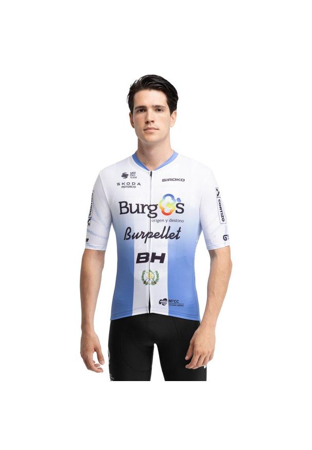 SIROKO - Męska koszulka kolarska z krótkim rękawem Burgos Burpellet BH x Siroko Siroko. Kolor: biały. Długość rękawa: krótki rękaw. Długość: krótkie. Sport: kolarstwo