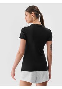 4f - 4F T-shirt slim gładki damski - czarny S. Okazja: na co dzień. Kolor: czarny. Materiał: elastan, bawełna, materiał, dzianina, jersey. Długość rękawa: krótki rękaw. Długość: krótkie. Wzór: gładki. Sezon: lato. Styl: klasyczny, casual, sportowy #2