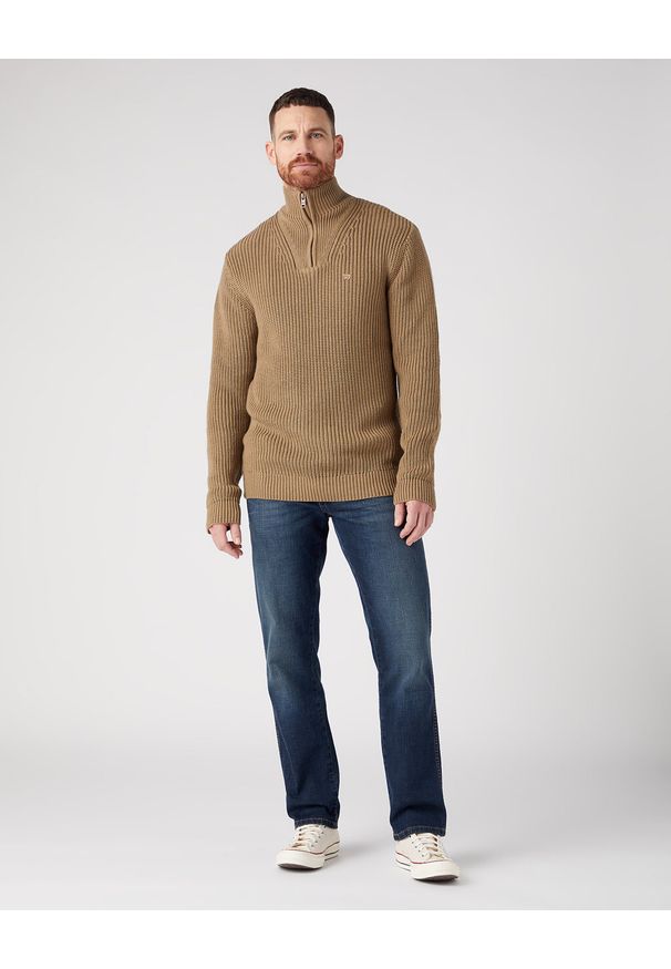Wrangler - WRANGLER MĘSKI SWETER HALF ZIP KNIT LEAD 112343105 W8D0016778