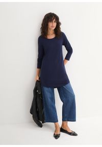 bonprix - Długi shirt z wiskozy, długi rękaw. Kolor: niebieski. Materiał: wiskoza. Długość rękawa: długi rękaw. Długość: długie #2