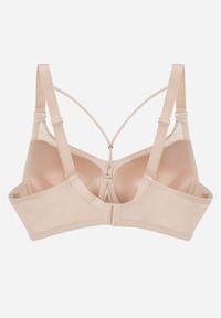 Renee - Jasnobeżowy Biustonosz z Siateczkową Wstawką i Ozdobnymi Paskami przy Dekolcie Sabesa. Kolor: beżowy #2