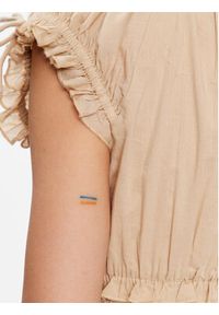 BDG Urban Outfitters Top BDG NOVA ROUCHED BLOUSE 76505569 Écru Slim Fit. Materiał: syntetyk