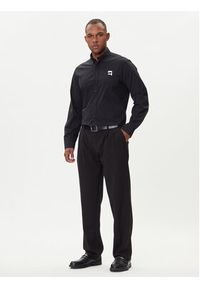 Karl Lagerfeld - KARL LAGERFELD Koszula 605911 554671 Czarny Slim Fit. Typ kołnierza: dekolt w karo. Kolor: czarny. Materiał: bawełna #5