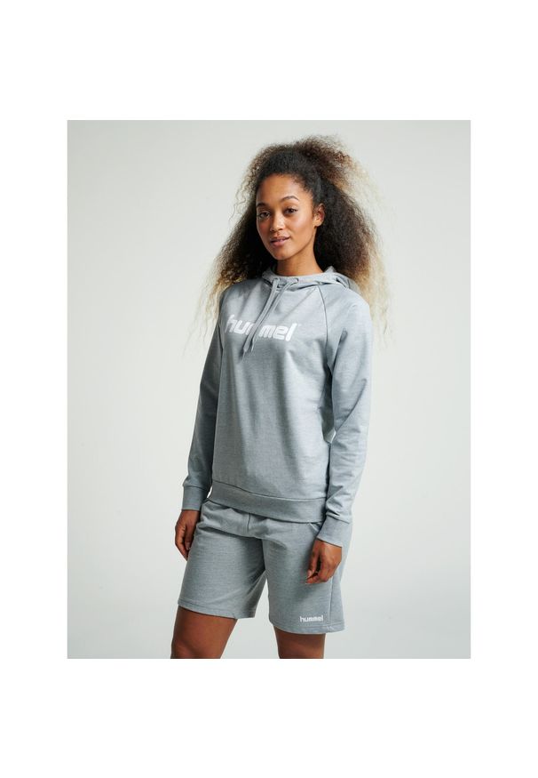 Bluza damska z kapturem Hummel GO Cotton Hoodie. Typ kołnierza: kaptur. Kolor: szary. Sezon: zima