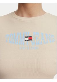 Tommy Jeans T-Shirt Wavy Flag DW0DW22272 Beżowy jasny Slim Fit. Kolor: beżowy. Materiał: bawełna #2