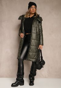 Renee - Zielona Kurtka z Pikowanymi Przeszyciami i Ściągaczami po Bokach Balinne. Okazja: na co dzień, na spacer. Kolor: zielony. Materiał: jeans. Styl: casual