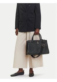 TOMMY HILFIGER - Tommy Hilfiger Torebka American Icon Tote Leather AW0AW17185 Czarny. Kolor: czarny. Materiał: skórzane #4