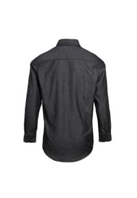 PREMIER - Męska Koszula Jeansowa Z Przeszyciami. Kolor: czarny. Materiał: jeans