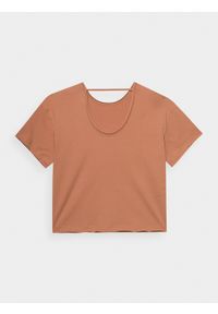 outhorn - T-shirt z dekoltem na plecach damski Outhorn - pomarańczowy. Okazja: na co dzień. Typ kołnierza: dekolt na plecach. Kolor: pomarańczowy. Materiał: bawełna, dzianina. Długość rękawa: krótki rękaw. Długość: krótkie. Wzór: gładki. Styl: casual #2
