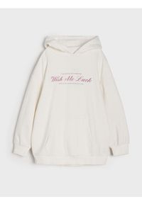 Sinsay - Bluza hoodie z napisem - kremowy. Kolor: kremowy. Wzór: napisy