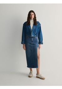 Reserved - Jeansowa spódnica midi - niebieski. Kolor: niebieski. Materiał: jeans #1