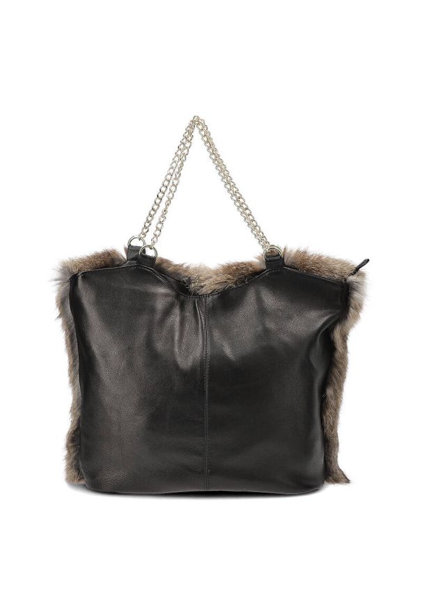 Brązowa Torebka Damska Luka-Pelli Z Naturalnym Futrem Z Królika. Kolor: brązowy. Materiał: futrzane. Styl: elegancki, casual