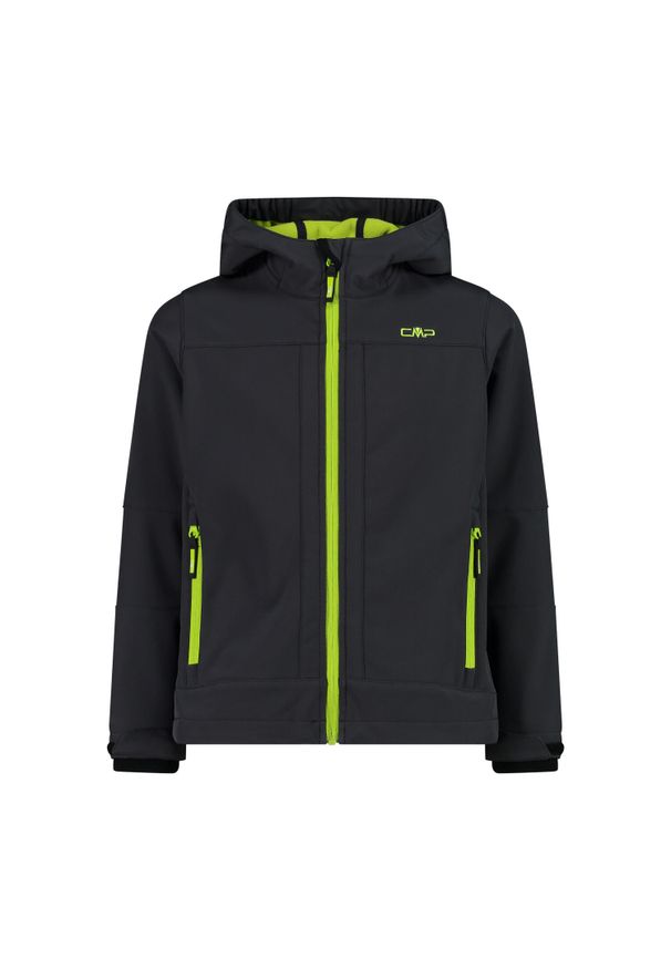Kurtka dziecięca turystyczna CMP 3A00094. Okazja: na co dzień. Typ kołnierza: kaptur. Kolor: czarny. Materiał: softshell. Styl: casual, sportowy