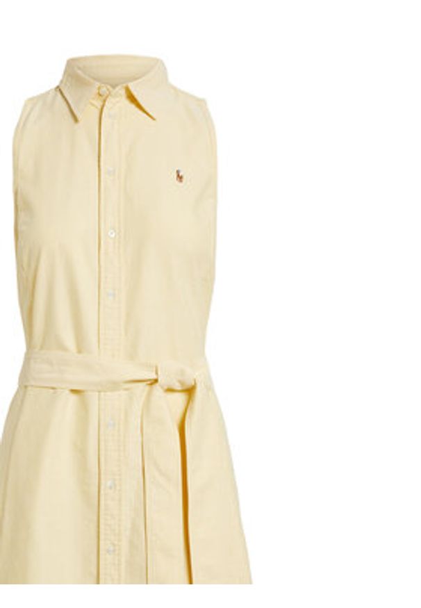 Polo Ralph Lauren Sukienka koszulowa 211968897500 Żółty jasny Regular Fit. Typ kołnierza: polo. Kolor: żółty. Materiał: bawełna. Typ sukienki: koszulowe