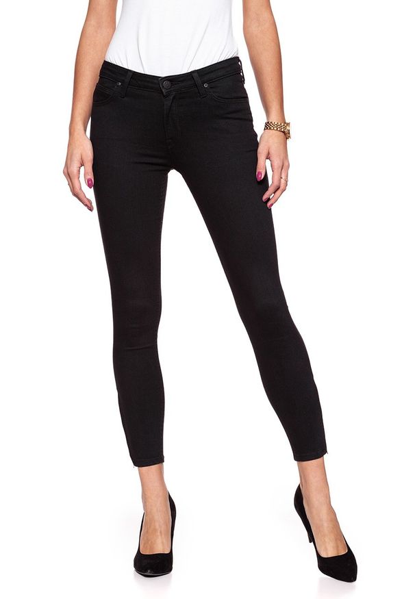 Lee - SPODNIE DAMSKIE LEE SCARLETT CROPPED BLACK RINSE L30CAE47 112106320. Wzór: aplikacja