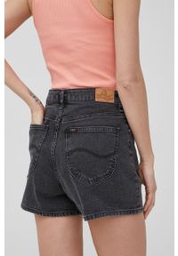 Lee szorty jeansowe damskie kolor szary gładkie medium waist. Okazja: na co dzień. Kolor: szary. Materiał: jeans. Wzór: gładki. Styl: casual
