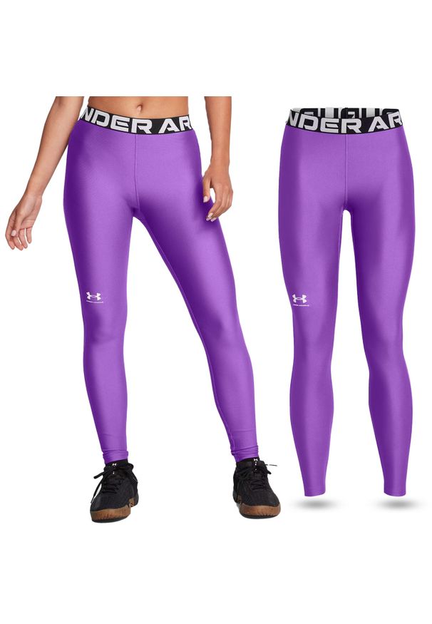 Legginsy treningowe damskie Under Armour sportowe na siłownię. Kolor: fioletowy. Sport: fitness