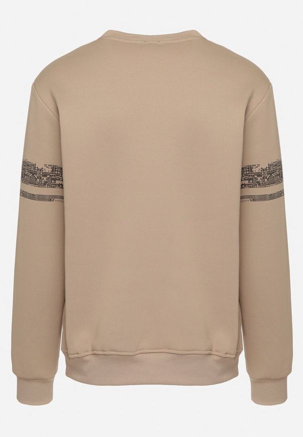 Born2be - Ciemnobeżowa Bluza z Bawełną Ozdobiona Nadrukiem Lulisa. Okazja: na co dzień, na spotkanie biznesowe, do pracy. Kolor: beżowy. Materiał: bawełna. Długość rękawa: długi rękaw. Długość: długie. Wzór: nadruk, aplikacja. Styl: biznesowy, casual, elegancki