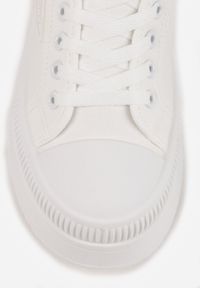 Born2be - Białe Trampki na Platformie z Naszywką na Boku Alimiora. Kolor: biały. Wzór: aplikacja. Obcas: na platformie. Styl: elegancki #7