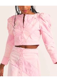 LOVE SHACK FANCY - Różowa bawełniana kurtka Eleora. Kolor: fioletowy, różowy, wielokolorowy. Materiał: bawełna. Długość rękawa: długi rękaw. Długość: długie