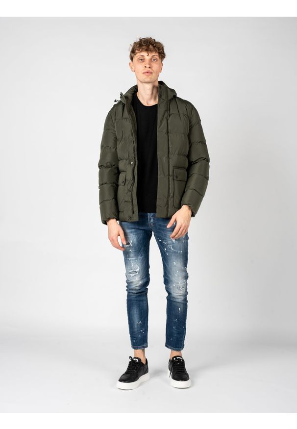 Geox Kurtka "Hilstone" | M2628C T2941 | Mężczyzna | Zielony. Okazja: na co dzień. Typ kołnierza: kaptur. Kolor: zielony. Materiał: poliester. Styl: sportowy, elegancki, casual