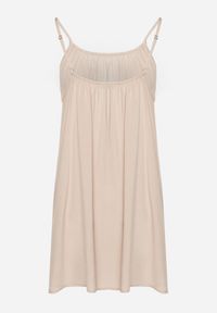 Born2be - Beżowa Wiskozowa Sukienka na Regulowanych Ramiączkach Ulantia. Okazja: na co dzień. Kolor: beżowy. Materiał: wiskoza. Długość rękawa: na ramiączkach. Sezon: lato. Styl: casual, elegancki #3