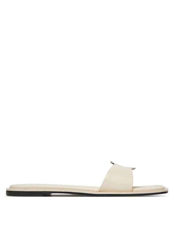 Calvin Klein Klapki Flat Slide W/Ck Hw Big - Lth HW0HW02482 Écru. Materiał: skóra