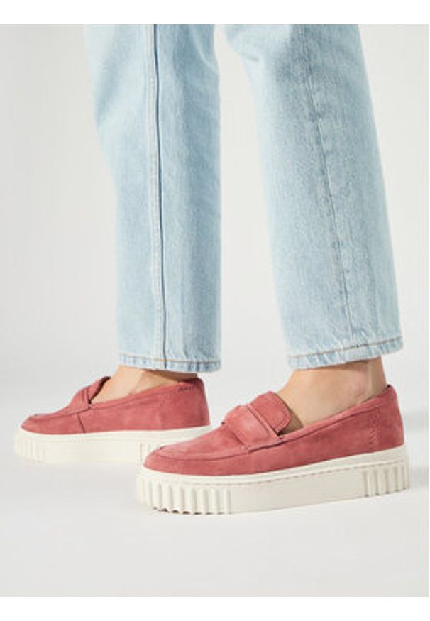 Clarks Półbuty Mayhill Cove 26176652 Różowy. Kolor: różowy. Materiał: skóra