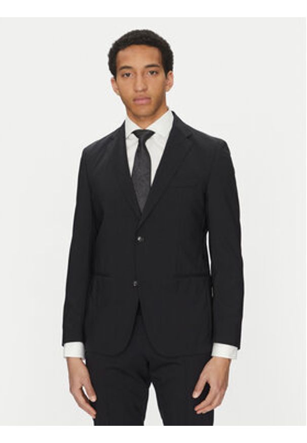 BOSS Garnitur C-Huge 50540579 Granatowy Slim Fit. Kolor: niebieski. Materiał: wełna